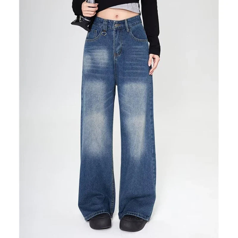 Summer Men Baggy Jeans Unisex Vintage American Style Straight Wide Leg Denim Pants Fashion Brand Hot Sale Casual Trousers