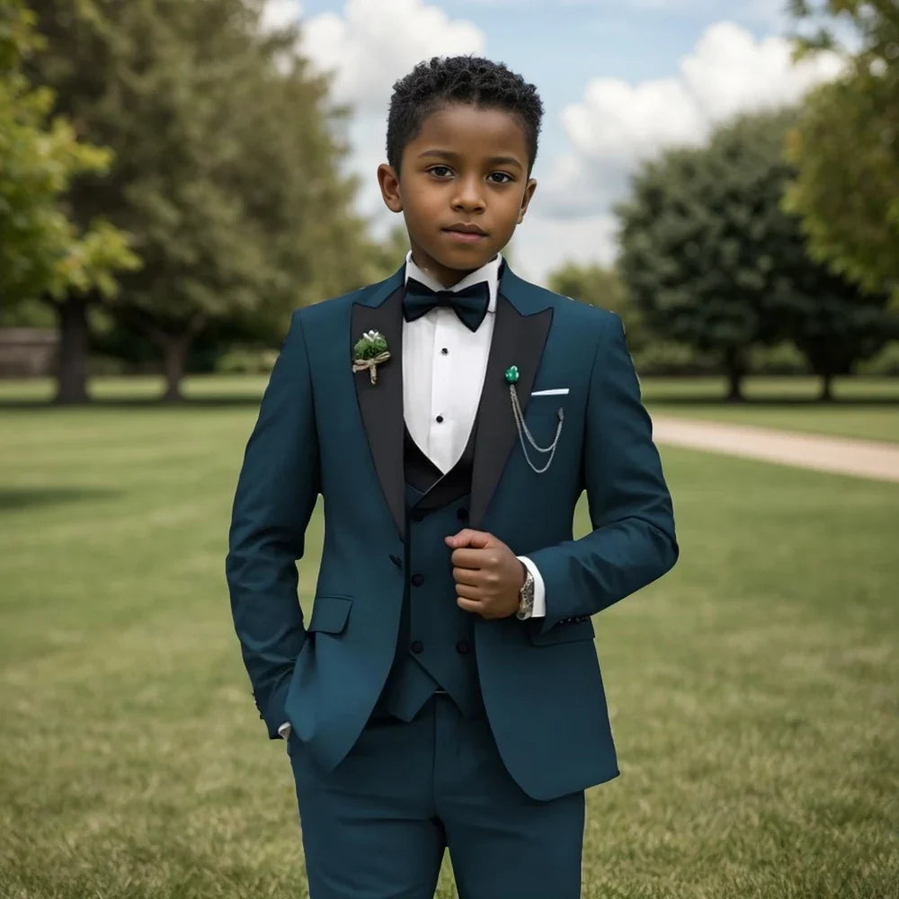 Popular Lapel Boys Suits For Important Occasion Fast Delivery Kids 4 Pieces Wedding Ring Bearer Outfit Graduation Ceremony