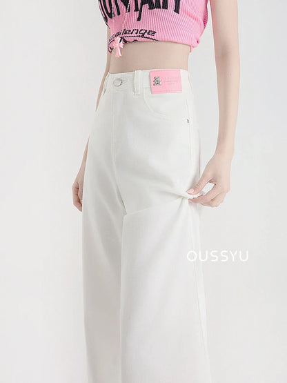 New Summer Soft Lyocell Jeans Women Blue Khaki White High Waist Straight Thin Wide Leg Denim Pants Y2k Loose Female Clothing 2XL