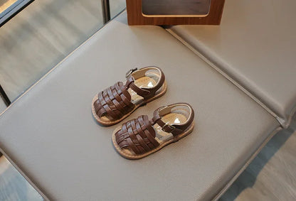 Kids Sandals 2025 Summer Sandals for Boy Fashion Children Cut-Outs Beach Shoes Braided Style Causal Walking Flat Sandals