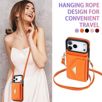 Crossbody Lanyard Leather Wallet Card Phone Case for IPhone 17 Air 16E 16 Pro Max 15 14 Plus 13 12 11 XS XR SE2020 Leather Cover