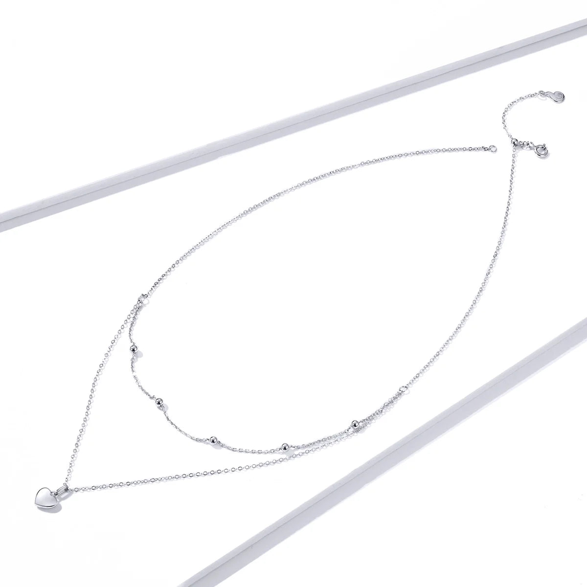 925 Sterling Silver Romantic Heart Pendant Necklace for Women Gold Double Layer Choker Female Fine Jewelry Anniversary