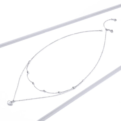 925 Sterling Silver Romantic Heart Pendant Necklace for Women Gold Double Layer Choker Female Fine Jewelry Anniversary