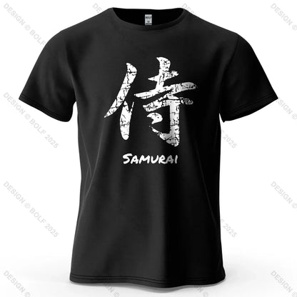 Samurai Character Printed Men's T-Shirt 100% Cotton Oversized Classic Asian Aesthetics Graphic Tees for Women Tees Streetwear