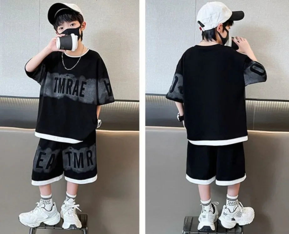 Short-sleeved Sportswear Boys Outfit Set Kids Boy Clothes Boy's Clothing Children's Sets 4 Years Baby Summer Junior Top Bottom
