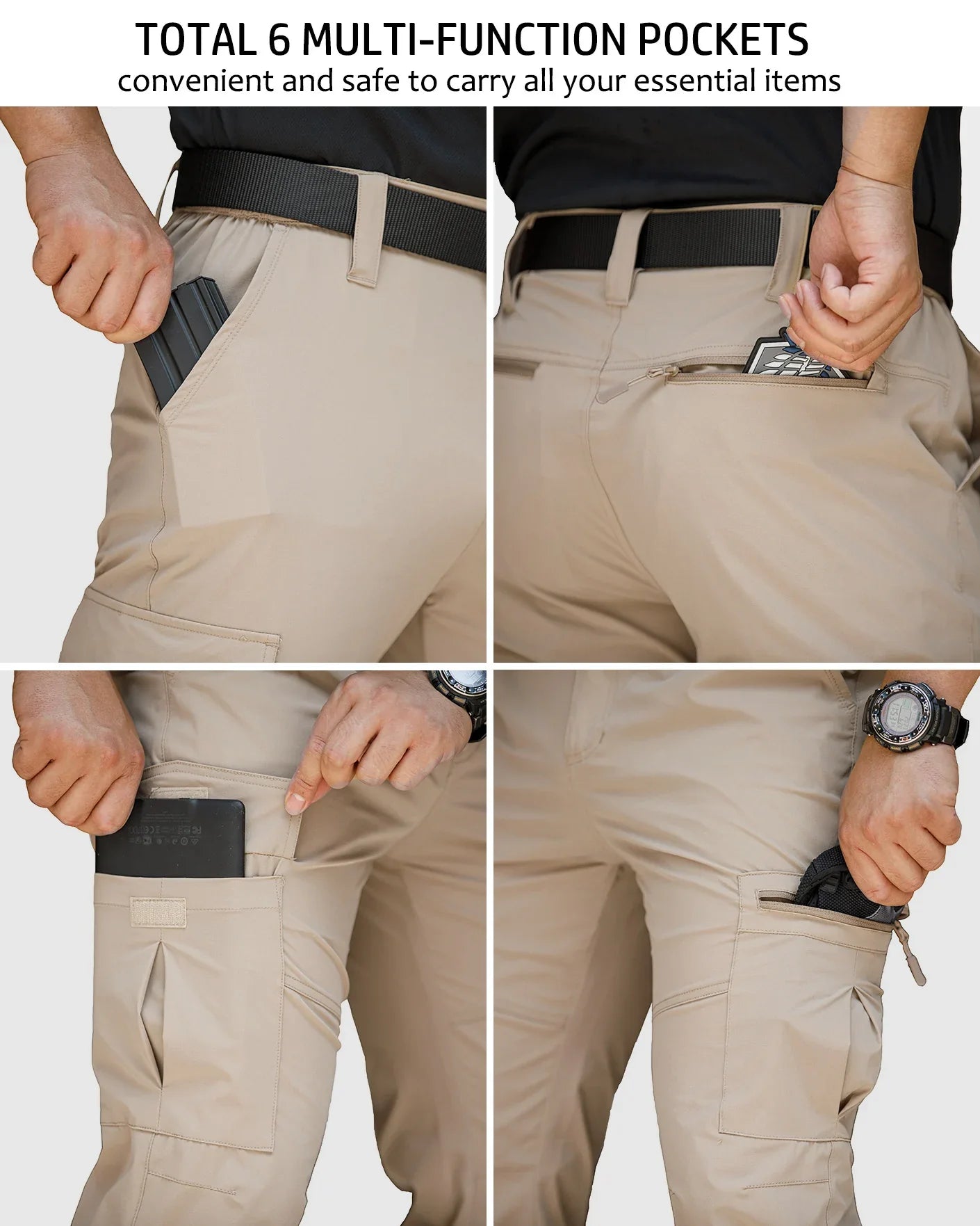 Men’s Lightweight Hiking Pants Quick Dry Water Resistant Tactical Work Outdoor Fishing Cargo Trousers