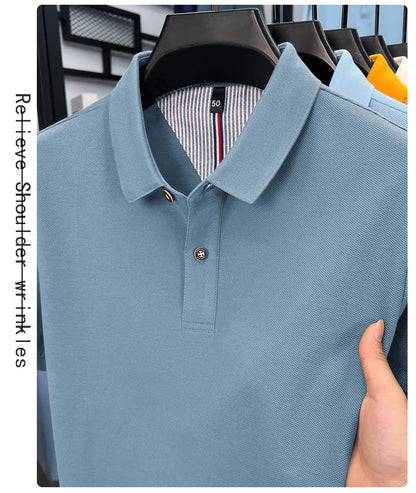 100% pure cotton high-end short sleeve polo shirt men's summer fashion new breathable Korean business casual golf brand T-shirt