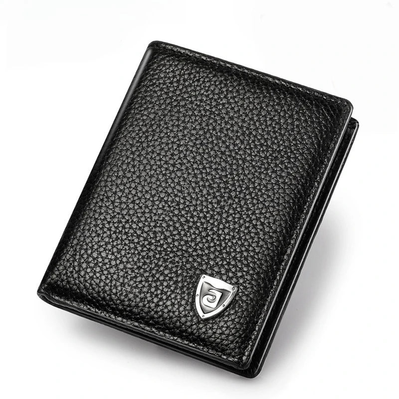 100% Genuine Leather Men Wallet Premium Product Real Cowhide Wallets For Man Short Black Credit Card Cash Receipt Holder Purse