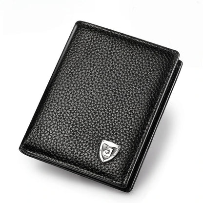 100% Genuine Leather Men Wallet Premium Product Real Cowhide Wallets For Man Short Black Credit Card Cash Receipt Holder Purse