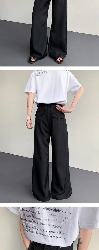 2023 New Black Suit Pants Men Fashion Social Mens Dress Pants Korean Loose Oversized Wide Leg Pants Mens Formal Trousers M-2XL