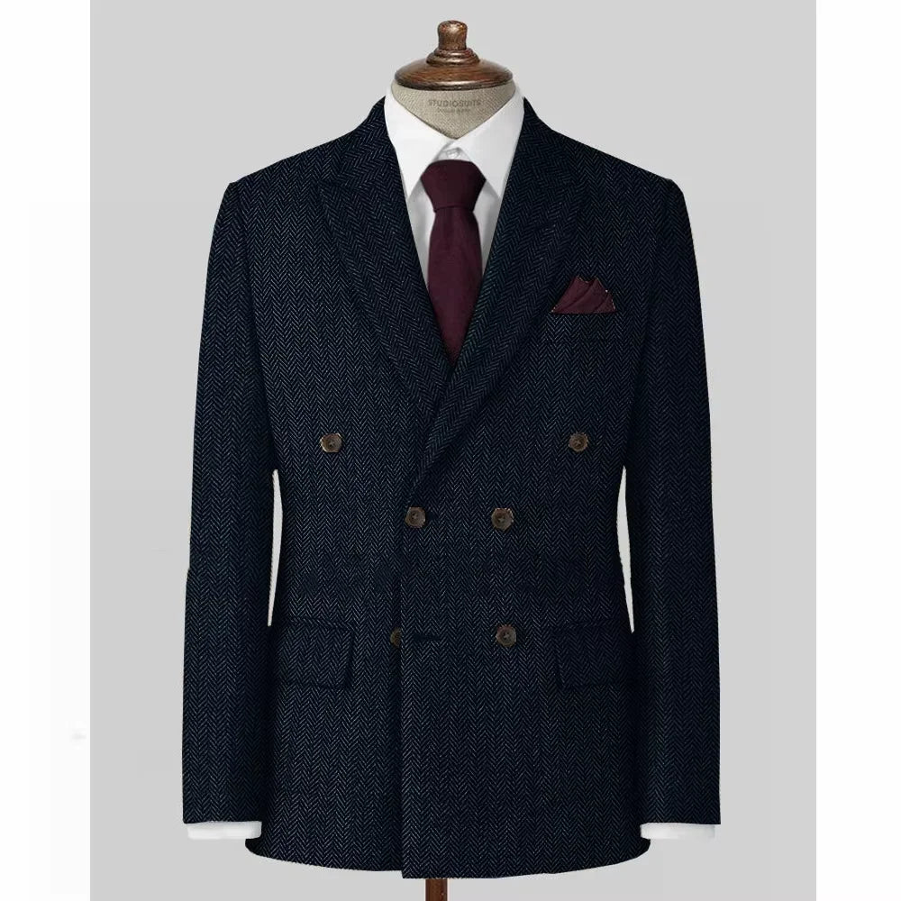 Men's Casual Blazer Herringbone Slim Fit Single Breasted Stylish Comfortable Jacket Men's Coat Double Breasted Blazer Men's Suit