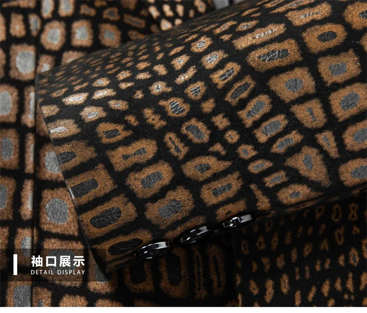 Luxurious Sheepskin Blazers For Men Smooth Casual Leather Jacket Winter Top Quality Leopard Print Slim Gentleman Terno Masculino