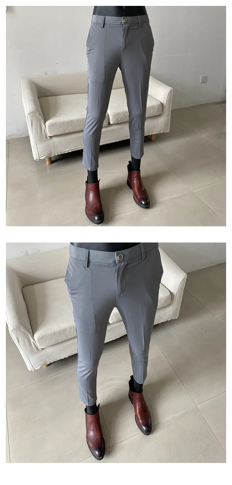 Summer New Light Thin Ice Silk Solid Color Casual Trousers High Quality Fashion Slim Fit Business Social Office Suit Pants