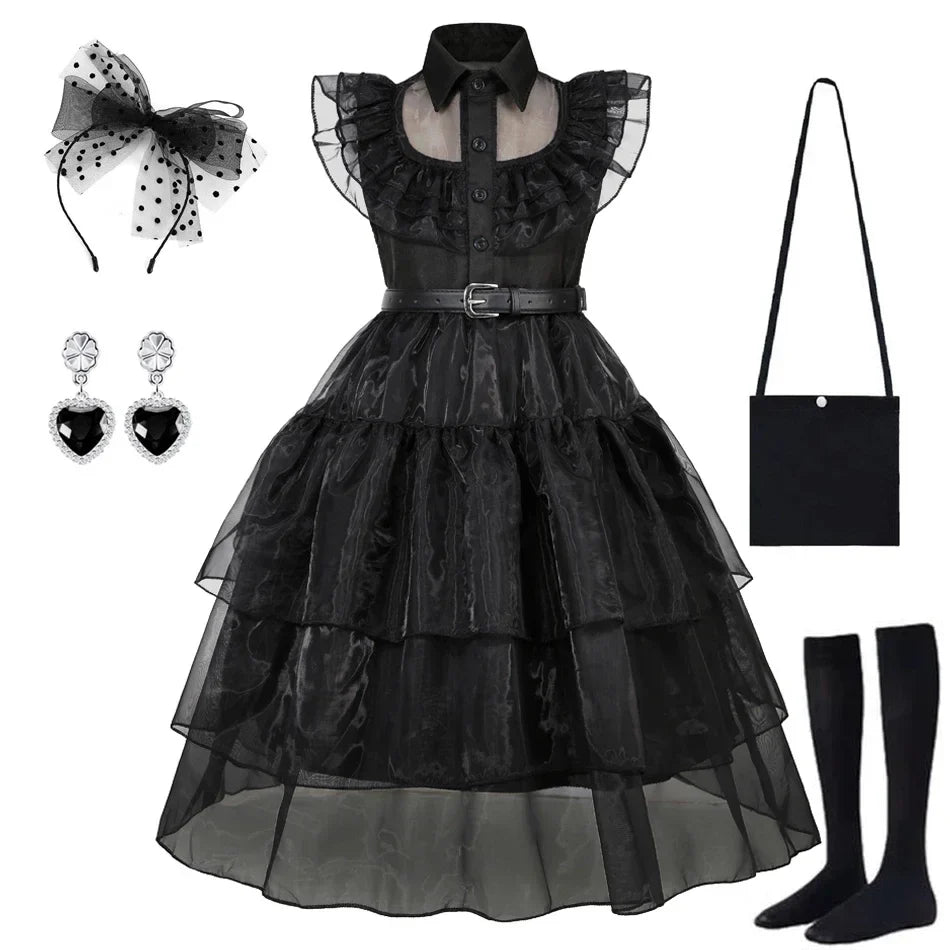 Black Princess Costume Girls Kids Black Gothic Dress