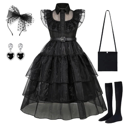 Black Princess Costume Girls Kids Black Gothic Dress