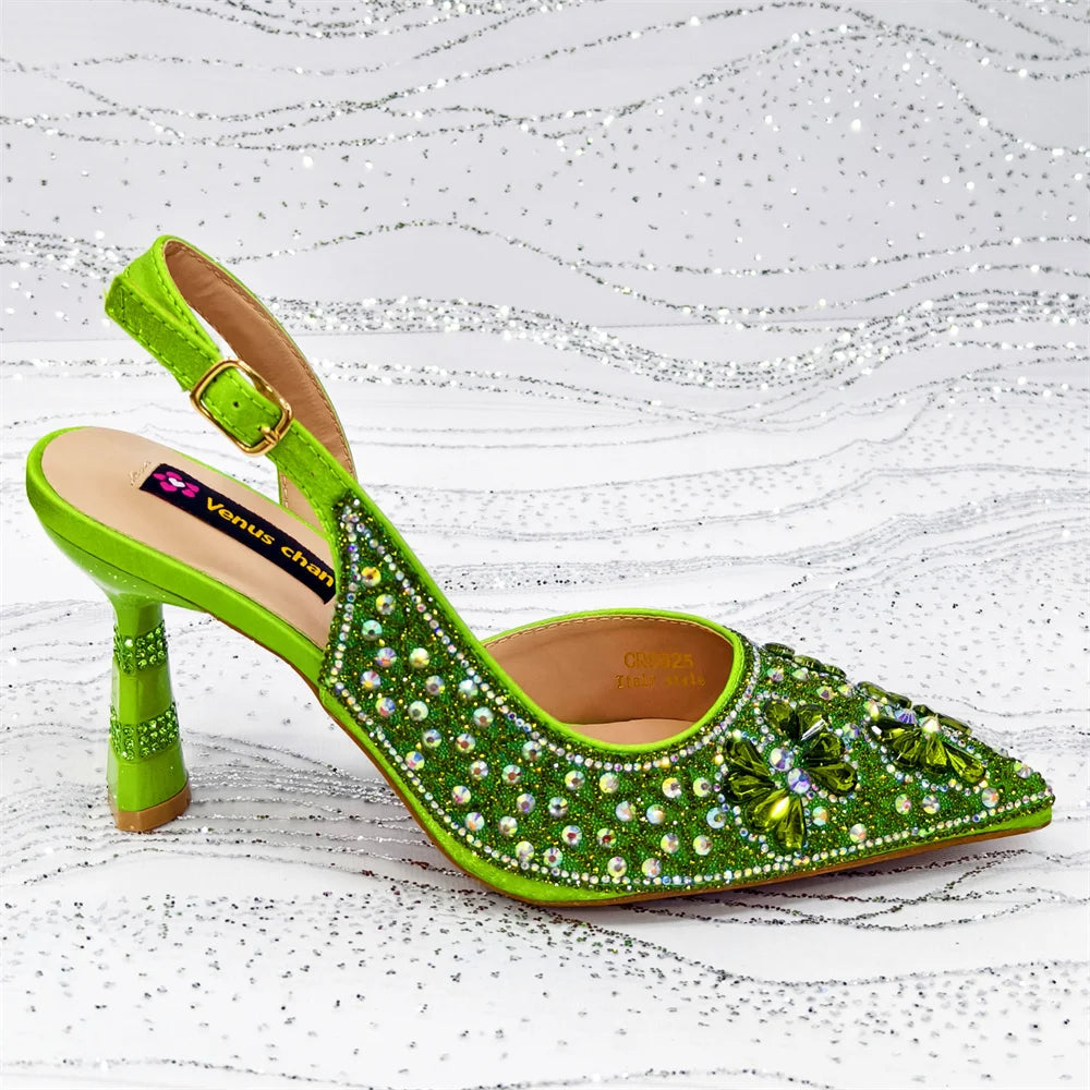 Festive Elegance: Spot Goods Dazzling Heels and Chic Long Bag Clutch Perfect Combination Of Shoes And Bag for Special Occasions