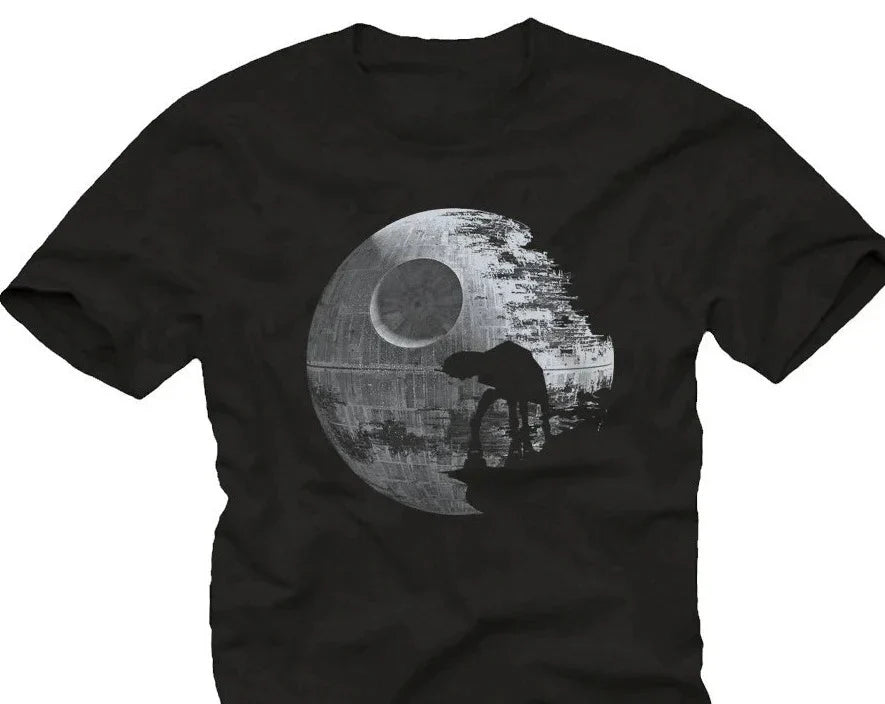 Vintage Star T-Shirt Black AT Shadow Print Tee Shirt Graphic T Shirts Retro Streetwear Crew-neck Short-sleeved Men's T-shirt