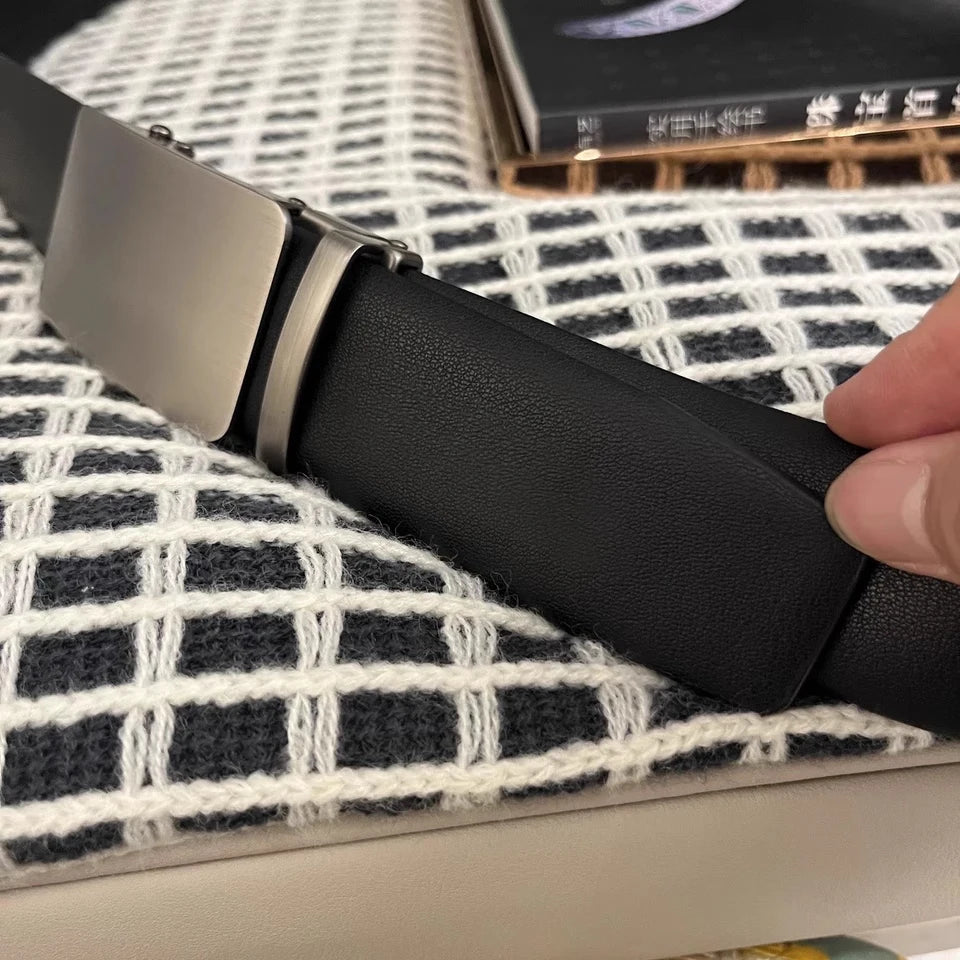 Automatic buckle belt High quality Men belt Genuine leather belt for men Adjustable No Hole Belt men