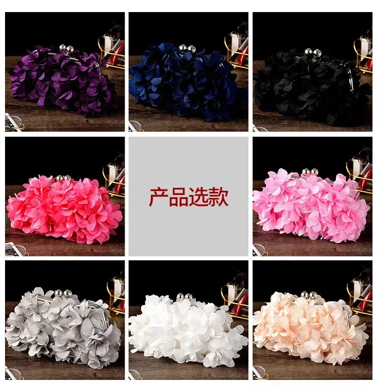 Wedding Dress Bag 8 Colors White Bride Clutches Ladies Blue Party Handbag Woman Purple Evening Flower Bags Floral Wedding Clutch