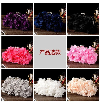 Wedding Dress Bag 8 Colors White Bride Clutches Ladies Blue Party Handbag Woman Purple Evening Flower Bags Floral Wedding Clutch