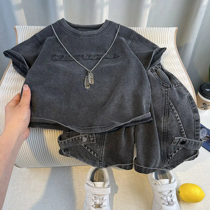 Denim Kids Boys Clothes Set 2026 Children's Clothing Boy Summer Wear Year Old Boy's Top Bottom Baby 4 Years From Child Suit 7 12