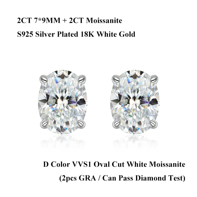 5*7mm Oval Cut Ruby Emerald Moissanite Stud Earrings Lab Grown For Women Man Unisex Gemstone Party 925 Silver Earring Gift