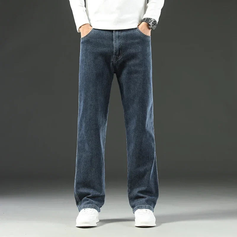 2026 New Spring and Autumn Men's Jeans, Loose, Comfortable, Straight, Business Casual, Versatile Wide-leg Business Trousers