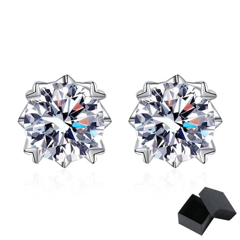 0.5-2CT Certified Real Moissanite Stud Earrings for Women Sparkling Luxury Wedding Party Jewelry Sterling Silver 925 GRA