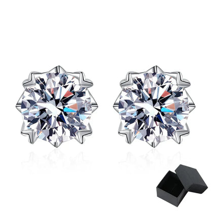 0.5-2CT Certified Real Moissanite Stud Earrings for Women Sparkling Luxury Wedding Party Jewelry Sterling Silver 925 GRA