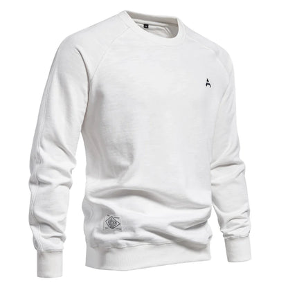 Brand Quality Mens Cotton Blend Crew Neck Sweatshirt Casual Sport Pullover Solid Embroidery Sweatshirts for Men