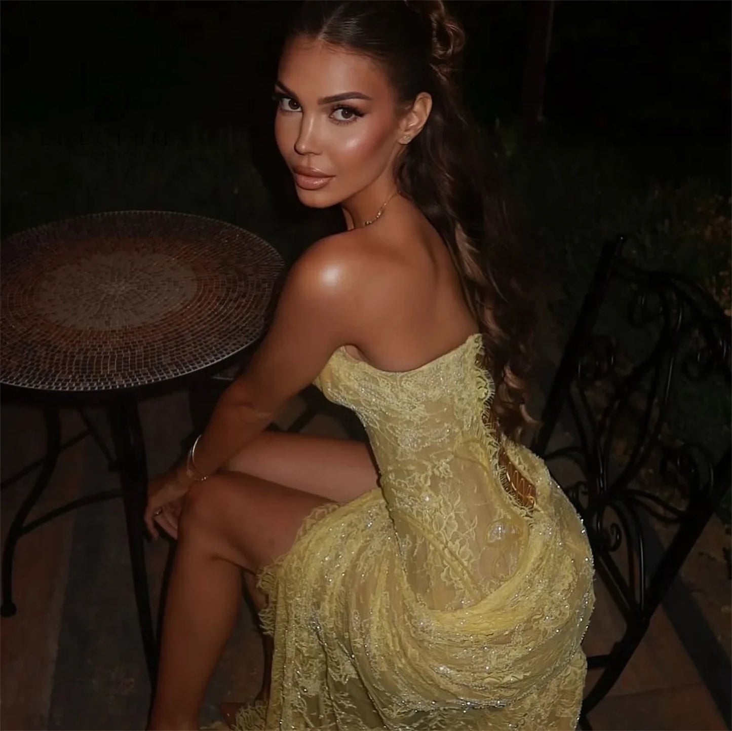 Lace Evening Dresses فساتين سهرة Vestidos De Festa Customized Yellow Mermaid Beautiful Prom Dresses Store Sexy 2025