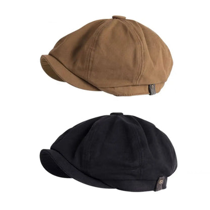 British Style Newsboy Men Cotton Ascot Dad Khaki Male Spring Autumn Vintage Brand Octagonal Flat
