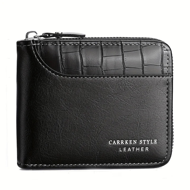 Portefeuille de luxe en cuir pour hommes avec fermeture éclair, porte-cartes, porte-monnaie, protection RFID, cadeau pour hommes, sac à main