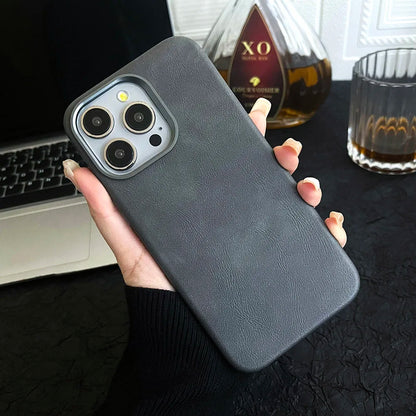 Premium Vintage Leather Magnetic Phone Case for IPhone 16 14 13 15 Pro Max Wireless Charging Alloy Camera Shockproof Back Cover