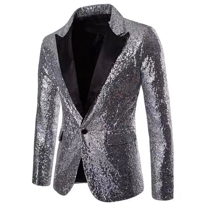 European and American Hosting Performance Dress High End Men's Gold Sequin Suit Korean Version Slim Fit Studio Suit Jacket