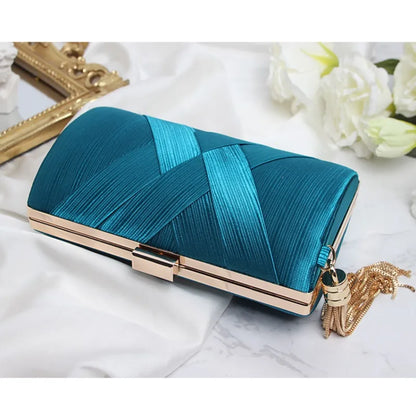 Silky Satin Tassel Banquet Bag, Women Elegant Chain Evening Clutch, Cheongsam Fashion Handbag
