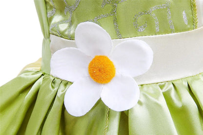 Tiana Costume Girl Dress Up Princess Girls Cosplay Role Playing Party Costumes Children Sleeveless Carnival Princess  Dresses