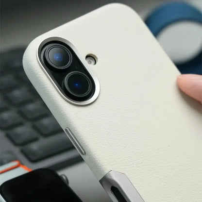 زر كاميرا من الألومنيوم لهاتف iPhone 16 Pro Max، جراب جلدي صلب من السبائك، غطاء مقاوم للصدمات مع شحن لاسلكي مغناطيسي لـ MagSafe