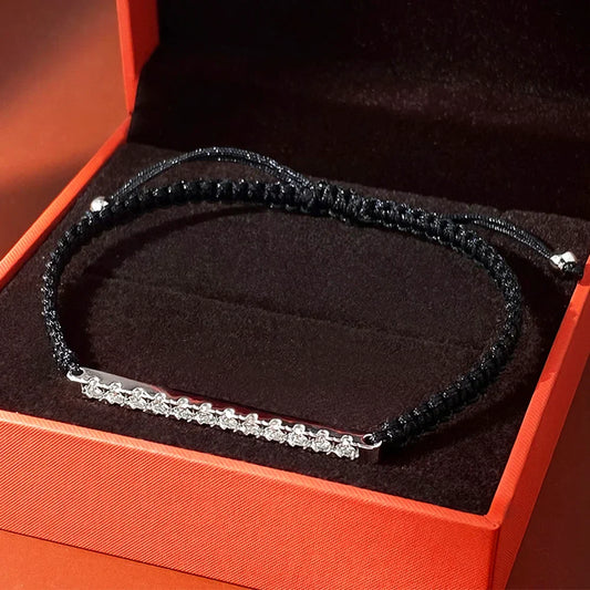 Bracelet 2/3mm entièrement en Moissanite pour Femme, Argent S925, Diamant de Laboratoire, Chaîne Tressée Réglable, Fête, Bijoux Fins, Cadeau