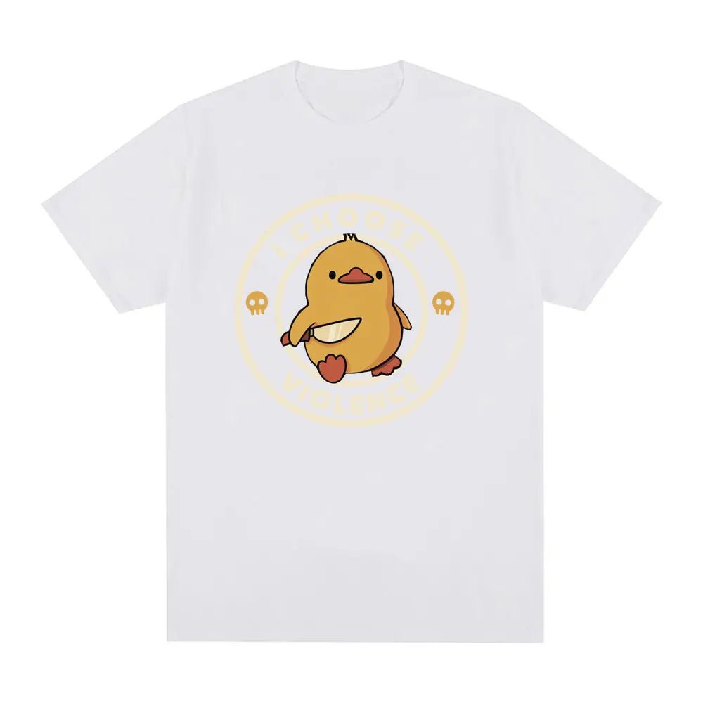 I Choose Violence T Shirt Funny Duck Humor Slogan Short Sleeve T-shirts Men Women 100% Cotton Loose Oversized T-shirt Streetwear