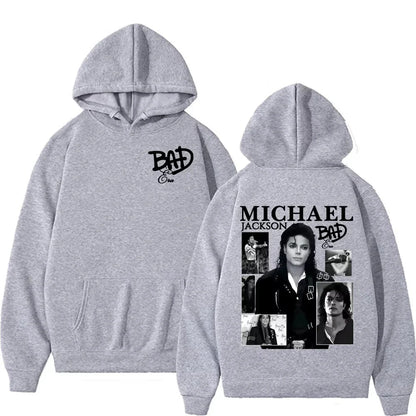 King of Pop Michael Jackson Bad Era Album Hooded Men Women Harajuku Hip Hop Streetwears Sweatshirt Fleece Casual Oversize Hoodie