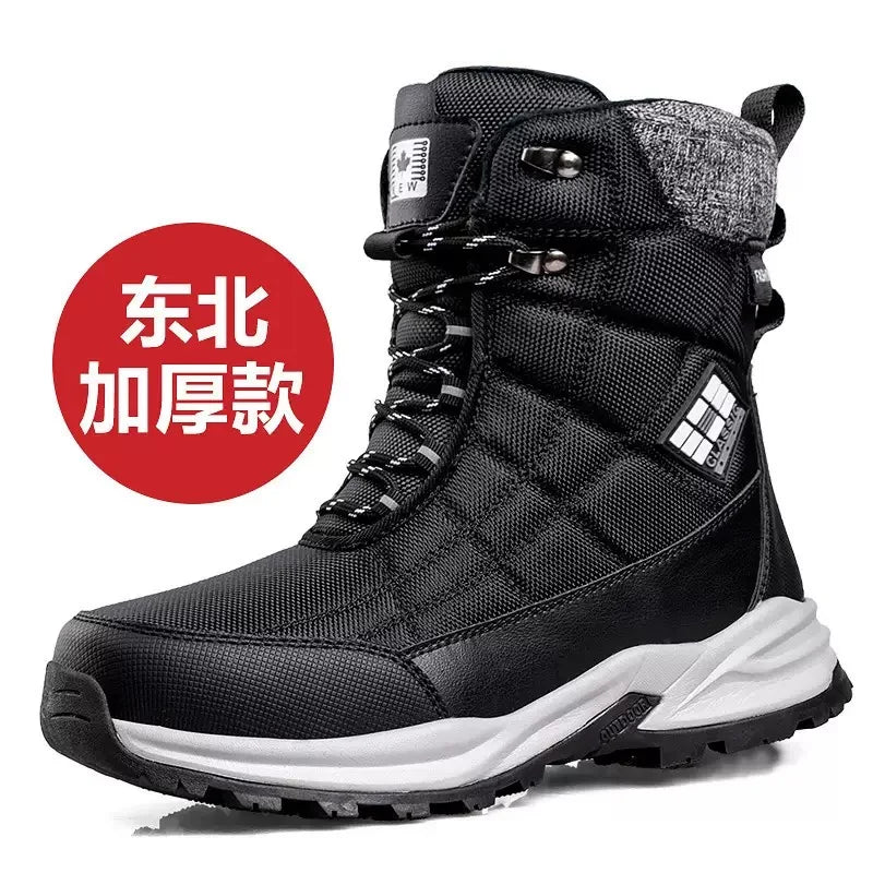 Mens Snow Boots Thickened Velvet Winter Boots Rotating Buckle Design Mid-calf Boots Plush Warm Cotton Shoes for Men Botas Hombre