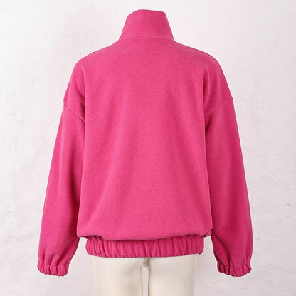 Original Pink Winter Lamb Fleece Hoodie Women Zipper Lapel Pullover флисовая кофта женская кофта женская