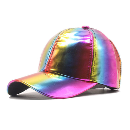 Laser Reflective Color Changing Cap Unisex Glossy Rainbow Baseball Cap Trendy Streetwear Outdoor Sports Baseball Cap