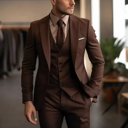 Green Mens Suits Casual 3 Pieces Slim Fit Notch/Peak Lapel Formal Wedding Groom Wear Blazer Tuxedos for Party(Blazer+Pants+Vest)
