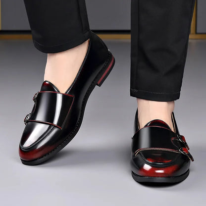 Spring Summer New Cow Leather Shoes for Men Buckle Designer Loafers Male Solid Color Big Size Fashion Business Casual Shoes Man