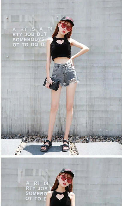 Women's Shorts Punk Ripped Baggy Short Pants for Woman To Wear Mini Loose Jeans Denim Korean Style XL Streetwear Clothing Cheap