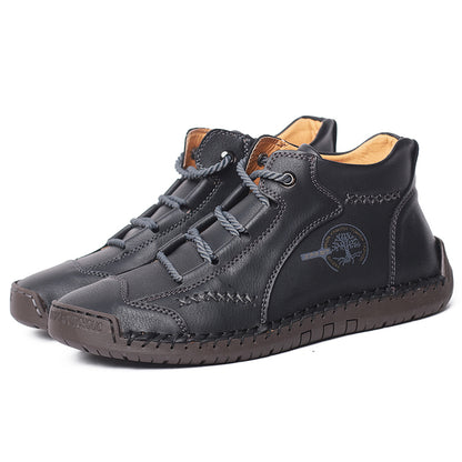 Fashion Men Ankle Boots Handmade Mens Boots Lightweight Mens Designer Boots Outdoor Sneakers Leather Work Boots Plus Size 38-48