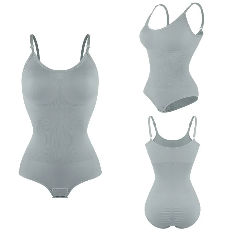 Women Seam-free Sleeveless V-Neck Bodysuit Shapewear Tummy Control Body Shaper Tank Top Red Blue