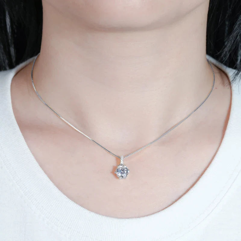 D VVS1 Moissanite Necklace Diamond Pendent 1CT-2CT with Certified 925 Sterling Silver Necklaces for Women Dainty Gifts